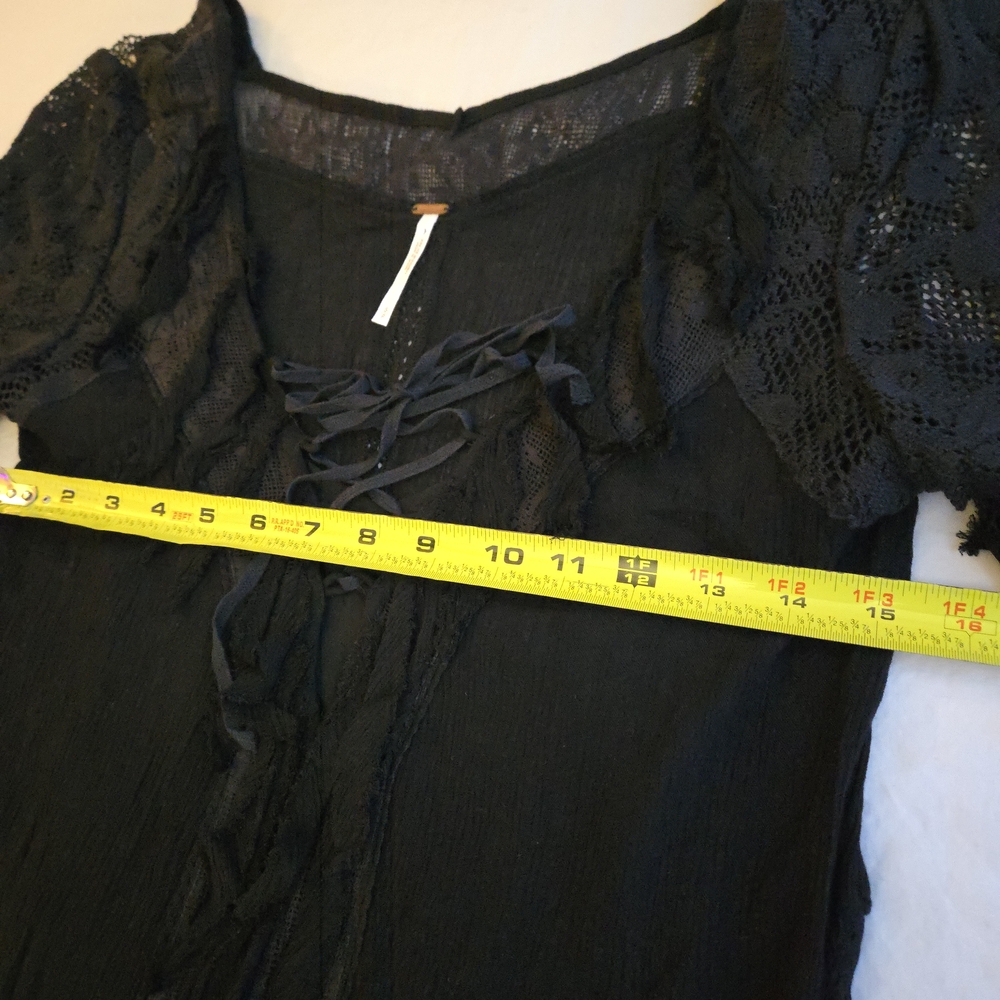 Free People Black Shipwreck Cove Fringed Mini Lace Dress (AHS Misty Day) EB3 - Picture 6 of 16